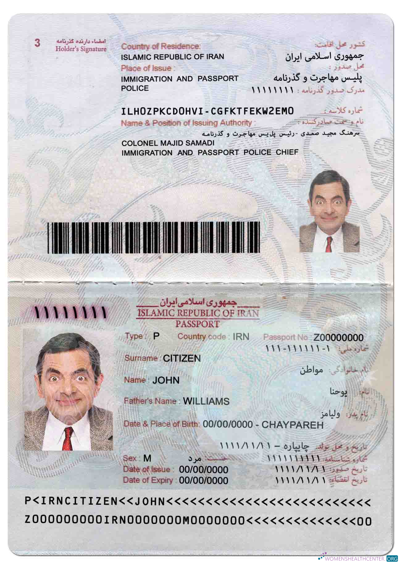 Download Iran passport (2014   present) Photoshop template